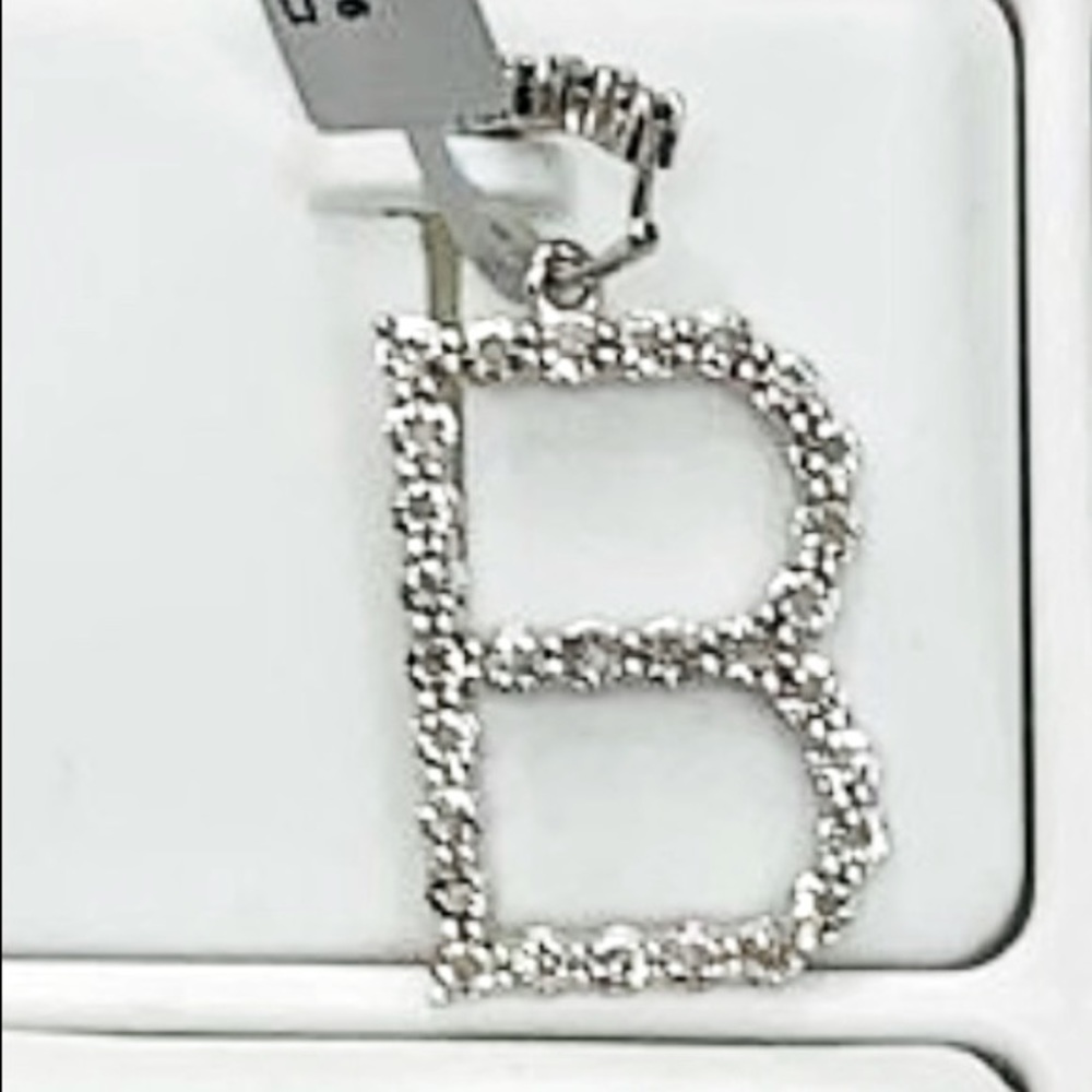 Real Diamond B initial charm pendant Not cz not moissanite 1/6ct Christmas sale!